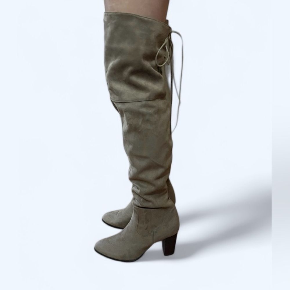 Qupid Over the Knee Taupe Faux Suede Block Heel Boots Women’s 10 NWOT